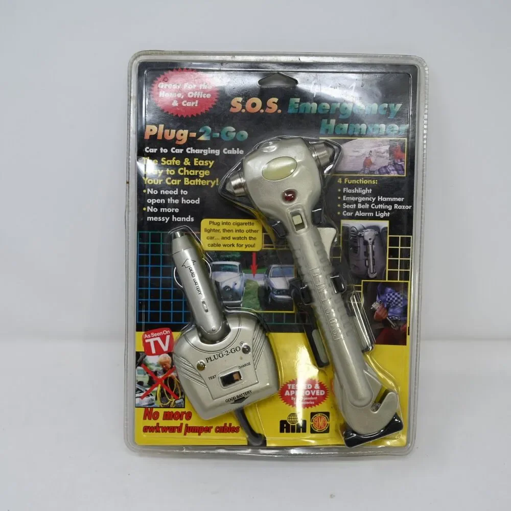 Emergency Hammer Plug-2-Go Car Charging Cable 4-in-1 Kit